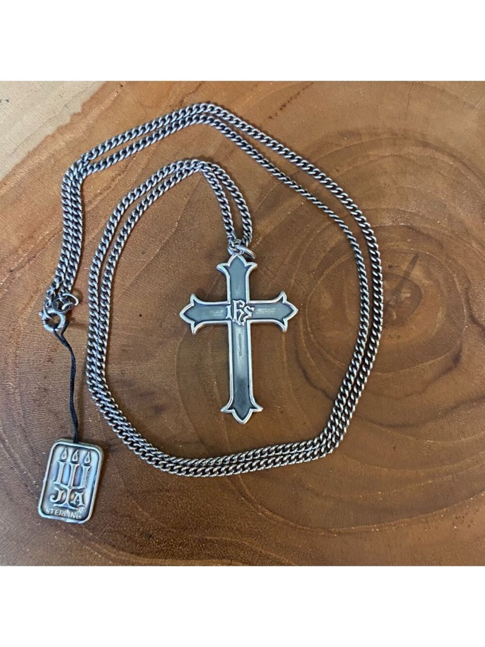 RETIRED Large James Avery IHS Cross Necklace, Sterling Silver